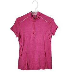 SMARTWOOL Merino Wool Half Zip Short Sleeve Base Layer Pink S